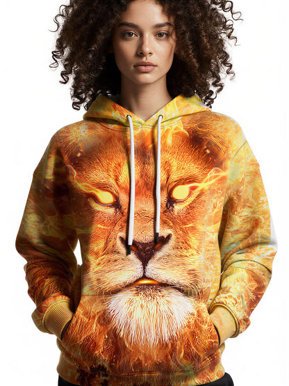 3D All Over Print Lion Fire Hoodie Sweatshirt For Men&Women