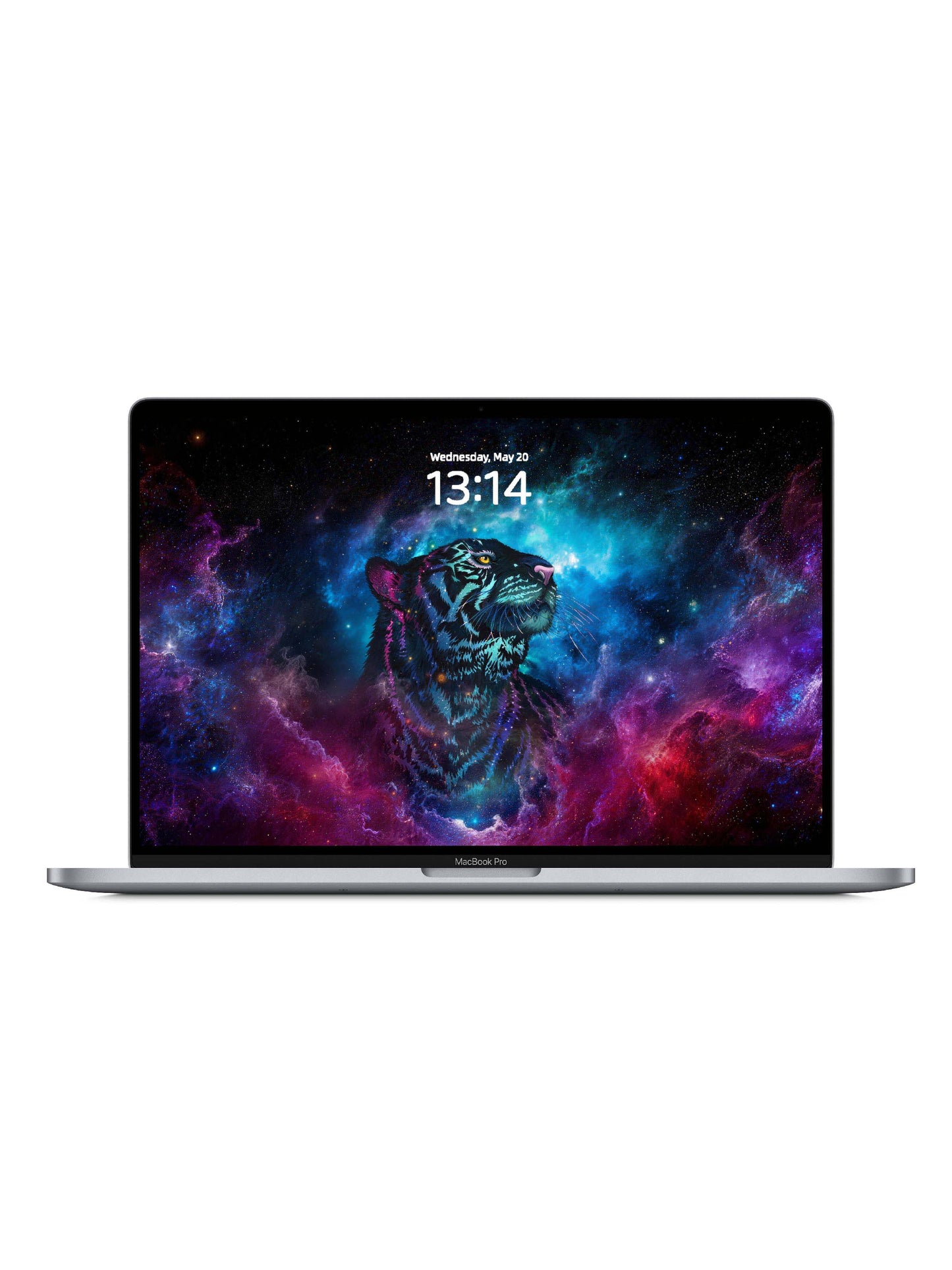 Blue Purple Galaxy Tiger Side Face Digital Wallpaper