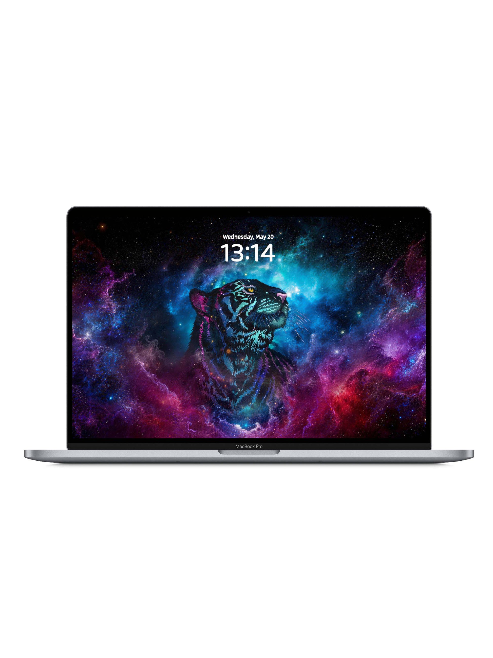 Blue Purple Galaxy Tiger Side Face Digital Wallpaper