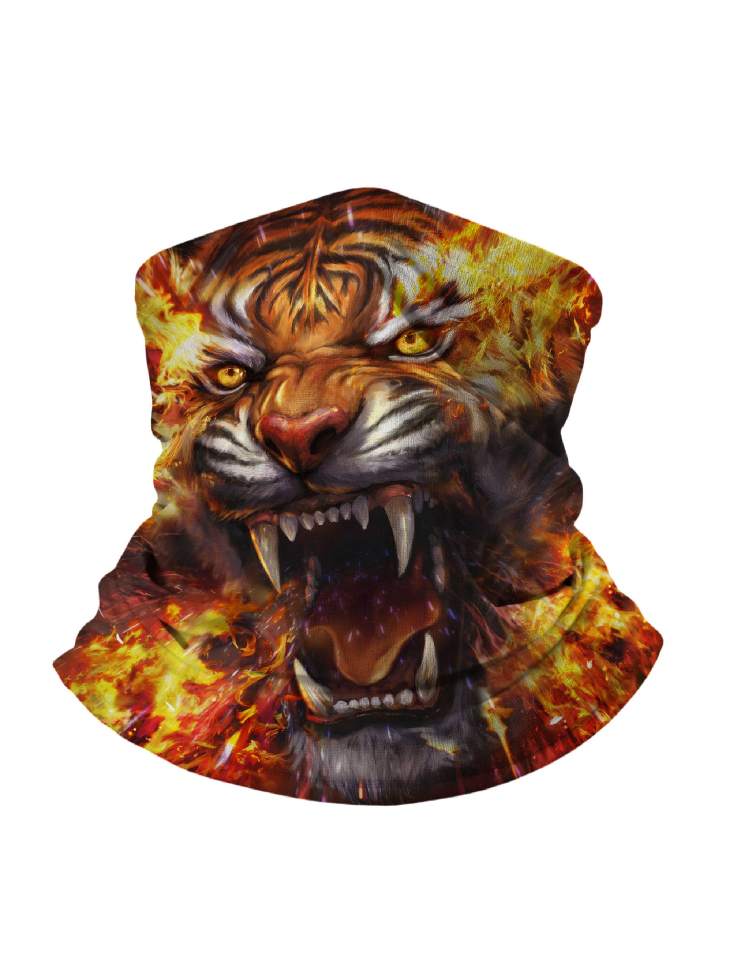 Tube Face Mask with 3D All Over Print Fiery Tiger Head Streetwear Unisex Breathable Soft Stretchy UV Protection