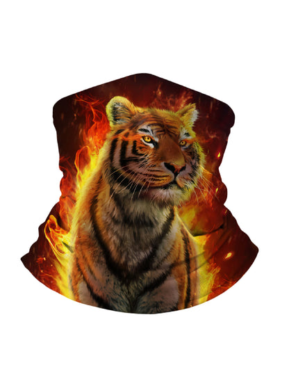 Fiery Tiger 3D Print Tube Mask – Unisex Streetwear Face Cover, Breathable & Soft Stretchy for Outdoor & Daily