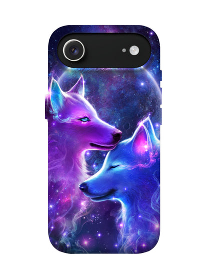 Cosmic Wolf Duo Edgy Cyberpunk Protective Phone Case