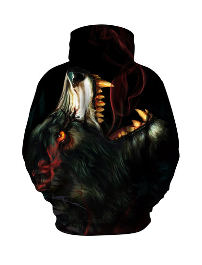 Fierce Snarling Werewolf with Red Smoke 3D Print Hoodie
