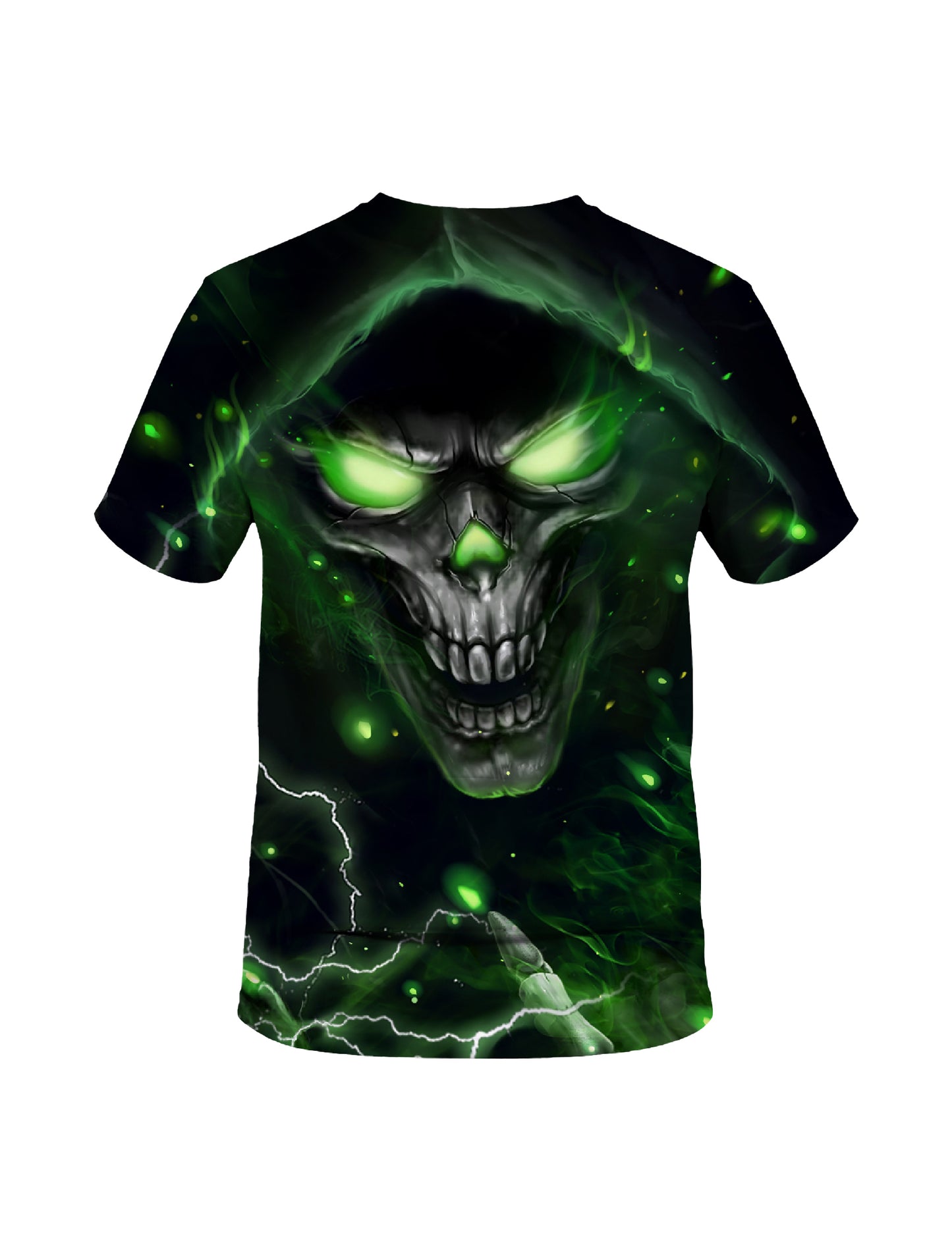 Men Women 3D All Over Print Skull Green Glow T-Shirt Graphic Sweatshirt