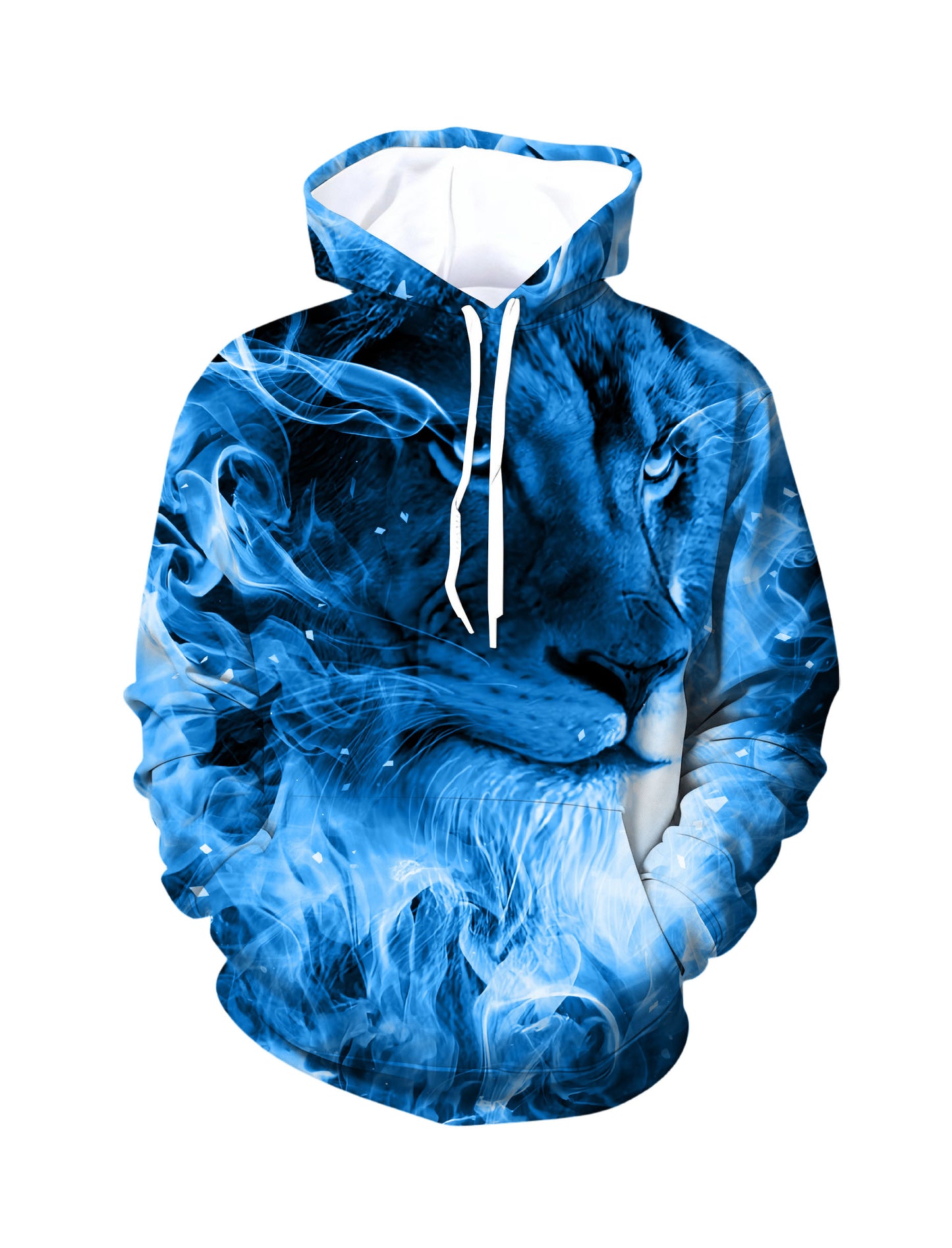 3D All Over Print Smoky Blue Lion Graphic Pullover