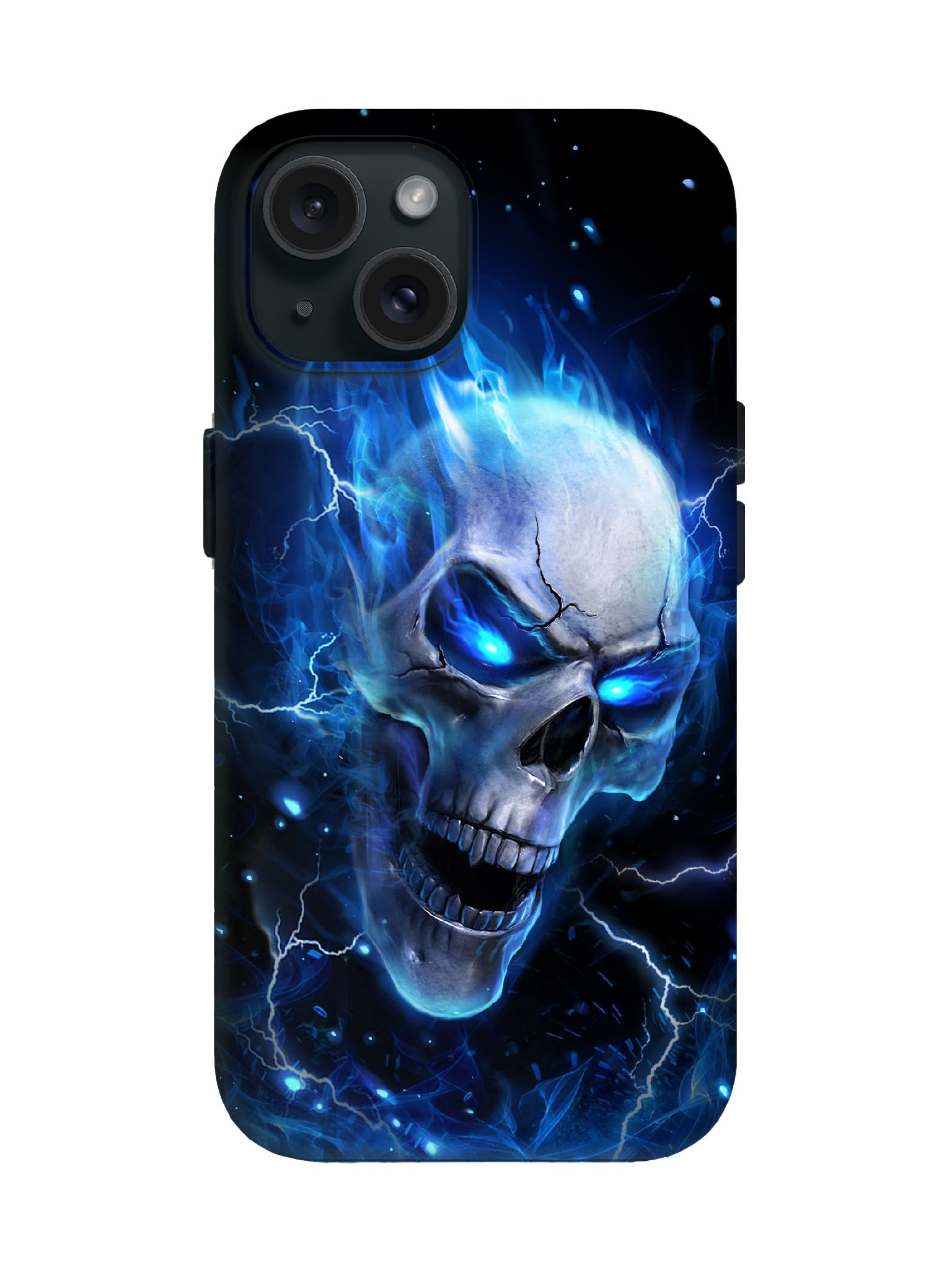 Skull Flame Lightning Edgy Cyberpunk Tough Phone Case