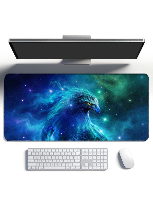 Cosmic Galaxy Eagle with Teal Nebula Gaming Desk Mat