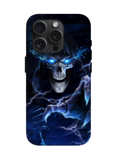 Skull with Lightning and Smoke Edgy Cyberpunk Tough Phone Case
