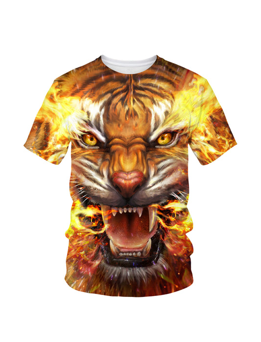 Men Women 3D All Over Print Fire Tiger T-Shirt Sweatshirt Graphic Pullover Top