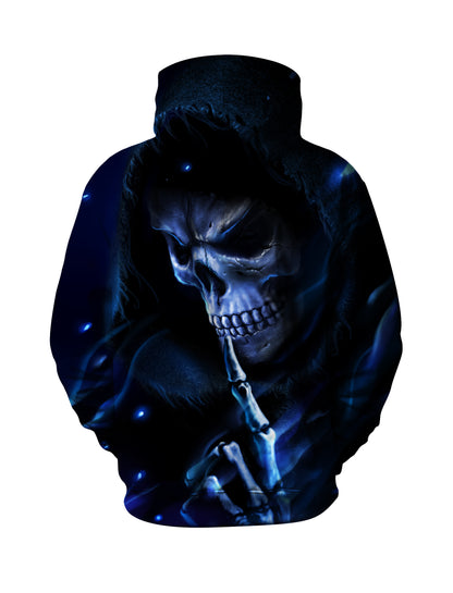 Men Women 3D All Over Print Skull Hoodie Gothic Glow-in-Dark Sweatshirt