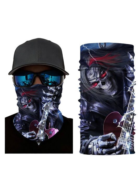Tube Face Mask with 3D all over print graffiti skull design, streetwear style unisex balaclava for men women, breathable fabric windproof soft stretchy fit