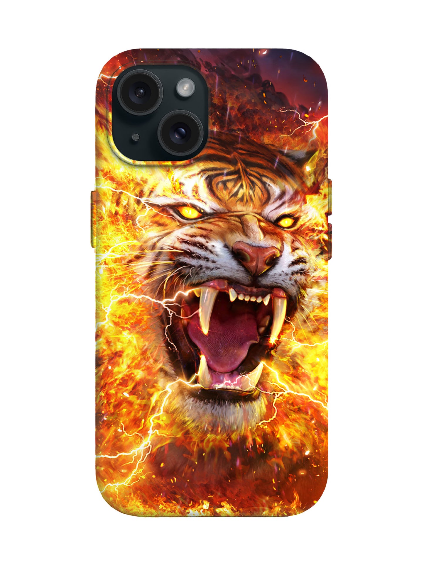 Flame Tiger Lightning Edgy Hardcore Tough Phone Case
