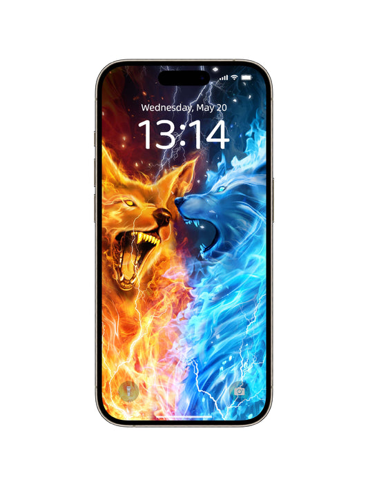 Inferno & Frost Wolf Bite Phone Wallpaper