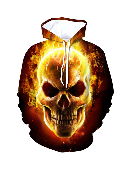 Flaming Skull 3D All Over Print Hoodie for Men Women Punk Streetwear Fashion
