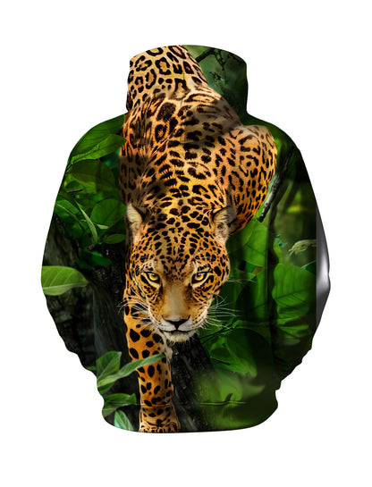 Leopard Jungle 3D All Over Print Hoodie for Men Women Wild Animal Graphic Pullover Sweatshirt