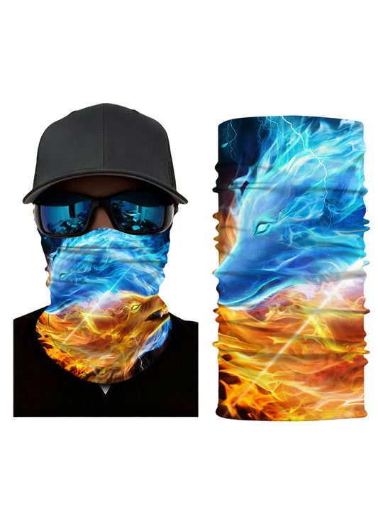 Dual Wolf Ice & Fire 3D Neck Gaiter – Urban Streetwear Style
