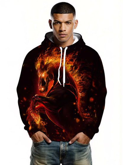 Men Women 3D All Over Print Fire Horse Hoodie Sweatshirt Graphic Pullover
