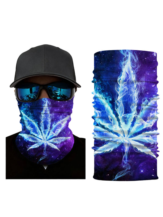 Neck Gaiter 3D all over print galaxy nebula cannabis leaf Aesthetic unisex breathable fabric windproof