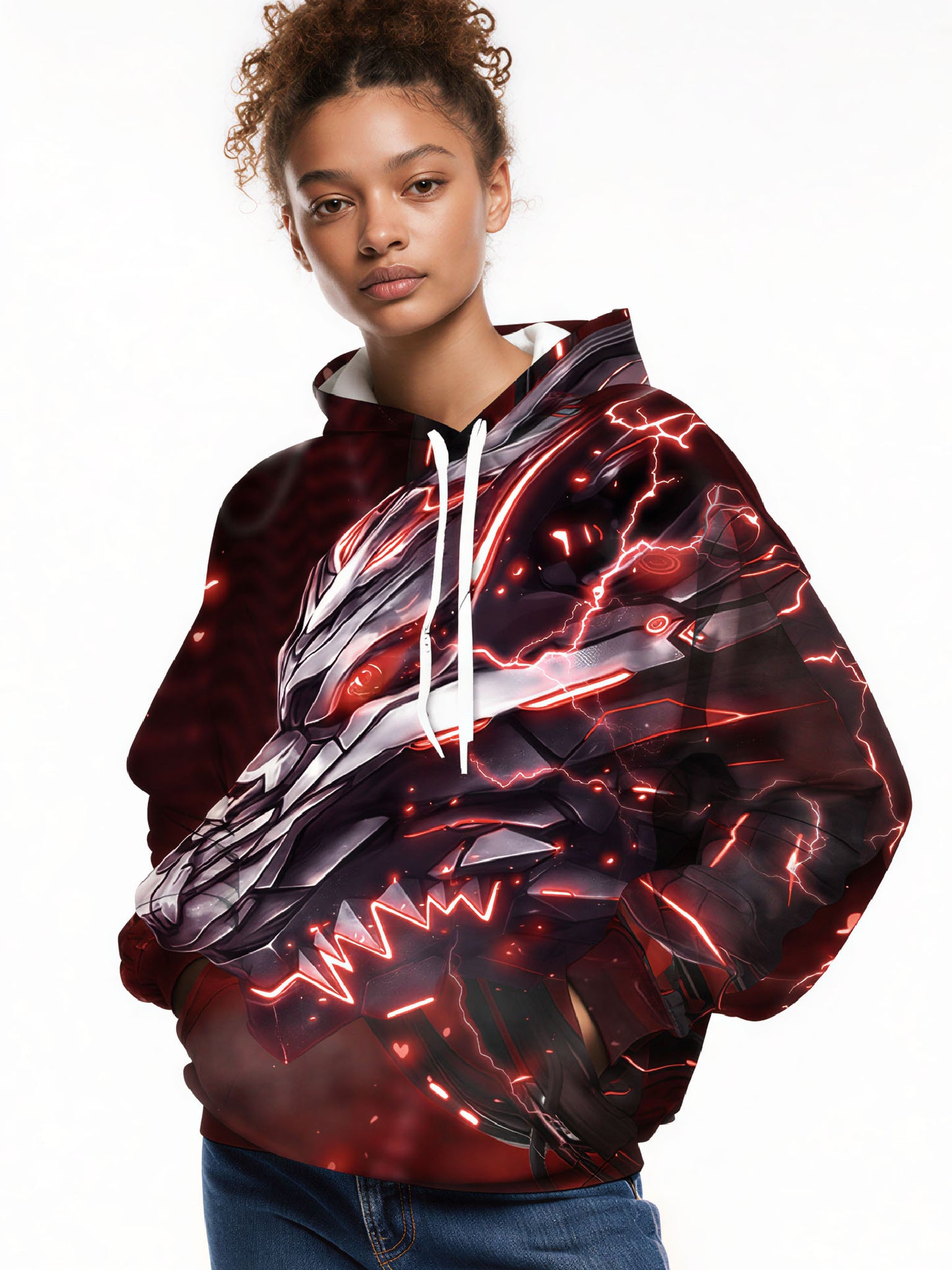 Cyber Wolf 3D All Over Print Hoodie Unisex Streetwear Pullover Soft Comfortable