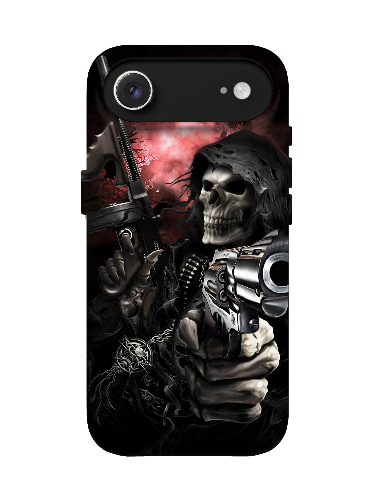 Skull with Guns Edgy Gothic Tough Phone Case
