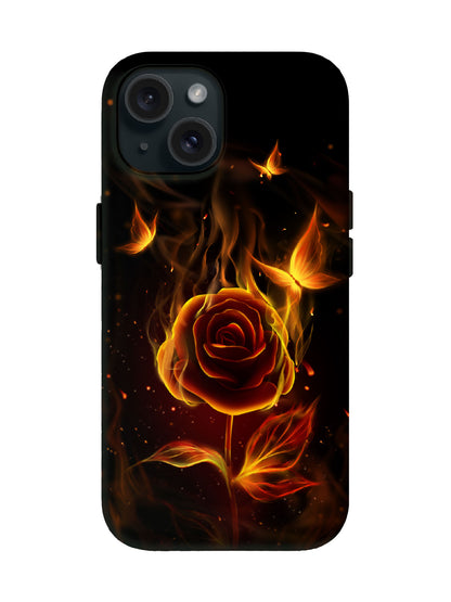 Flaming Rose Edgy Cyberpunk Protective Phone Case