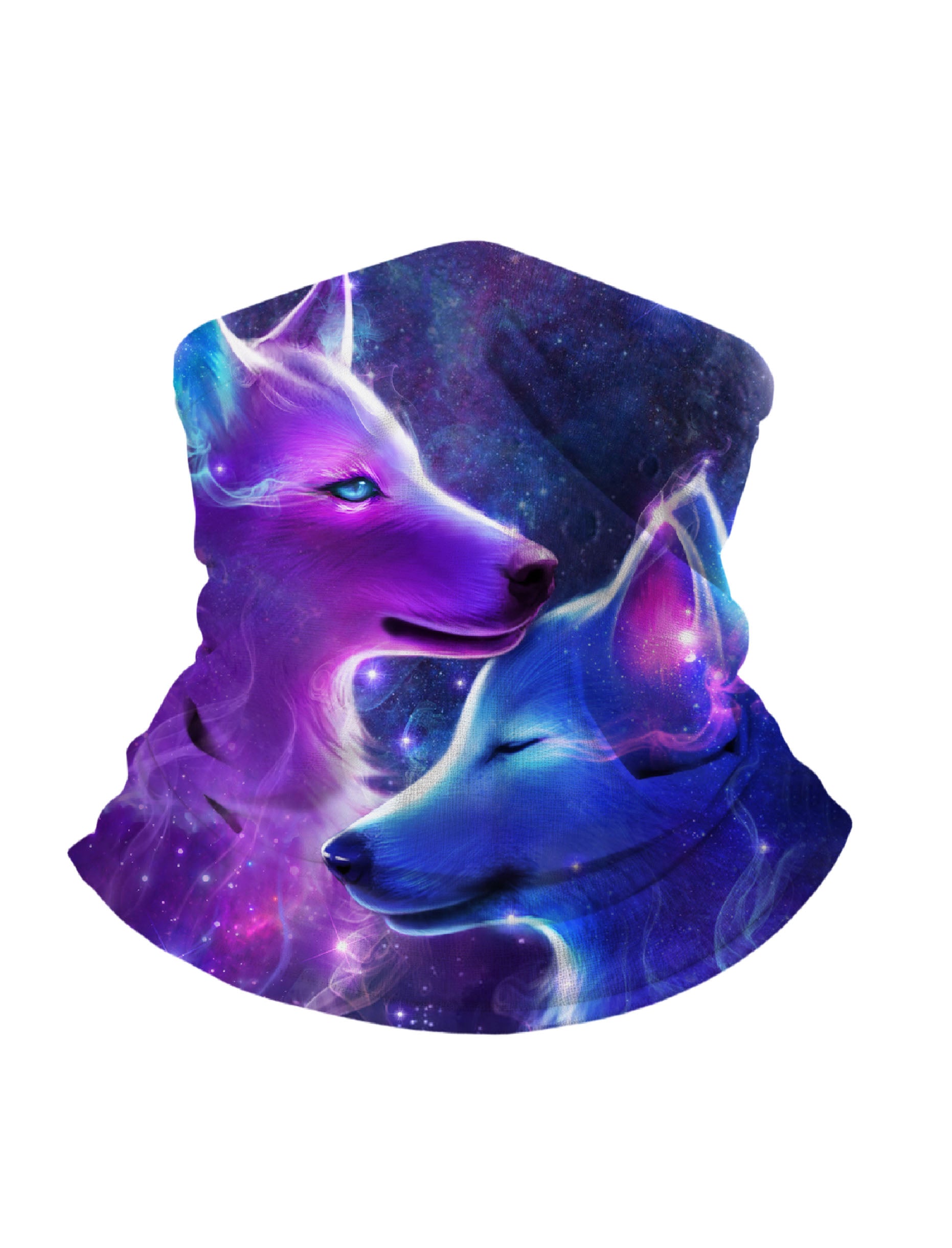 Tube Face Mask with 3D all over print galaxy nebula wolves, Aesthetic style unisex breathable fabric for outdoor sports and daily wear