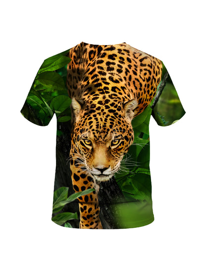 Leopard Jungle 3D All Over Print T-Shirt for Men Women Wild Animal Graphic Pullover Sweatshirt