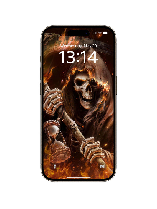 Flame Reaper Hourglass Digital Wallpaper