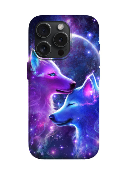 Cosmic Wolf Duo Edgy Cyberpunk Protective Phone Case