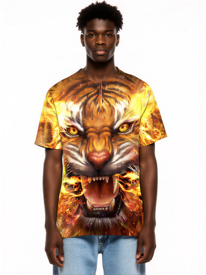 Men Women 3D All Over Print Fire Tiger T-Shirt Sweatshirt Graphic Pullover Top