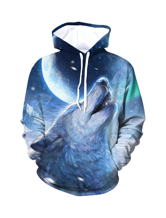 Hoodie 3D All Over Print Wolf Moon Galaxy Unisex Soft Comfortable Streetwear Pullover