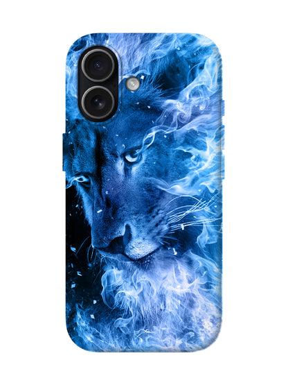 Blue Flame Lion Edgy Cyberpunk Tough Phone Case