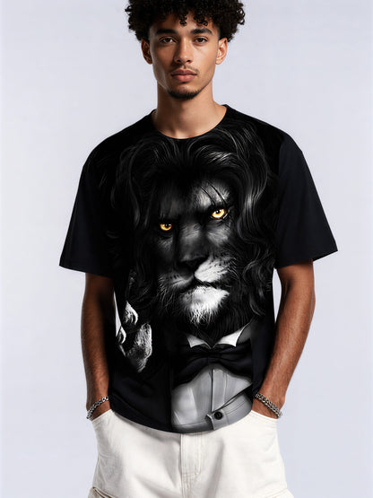 Lion in Tuxedo 3D All Over Print T-Shirt for Men Women Stylish Bold Graphic Wear