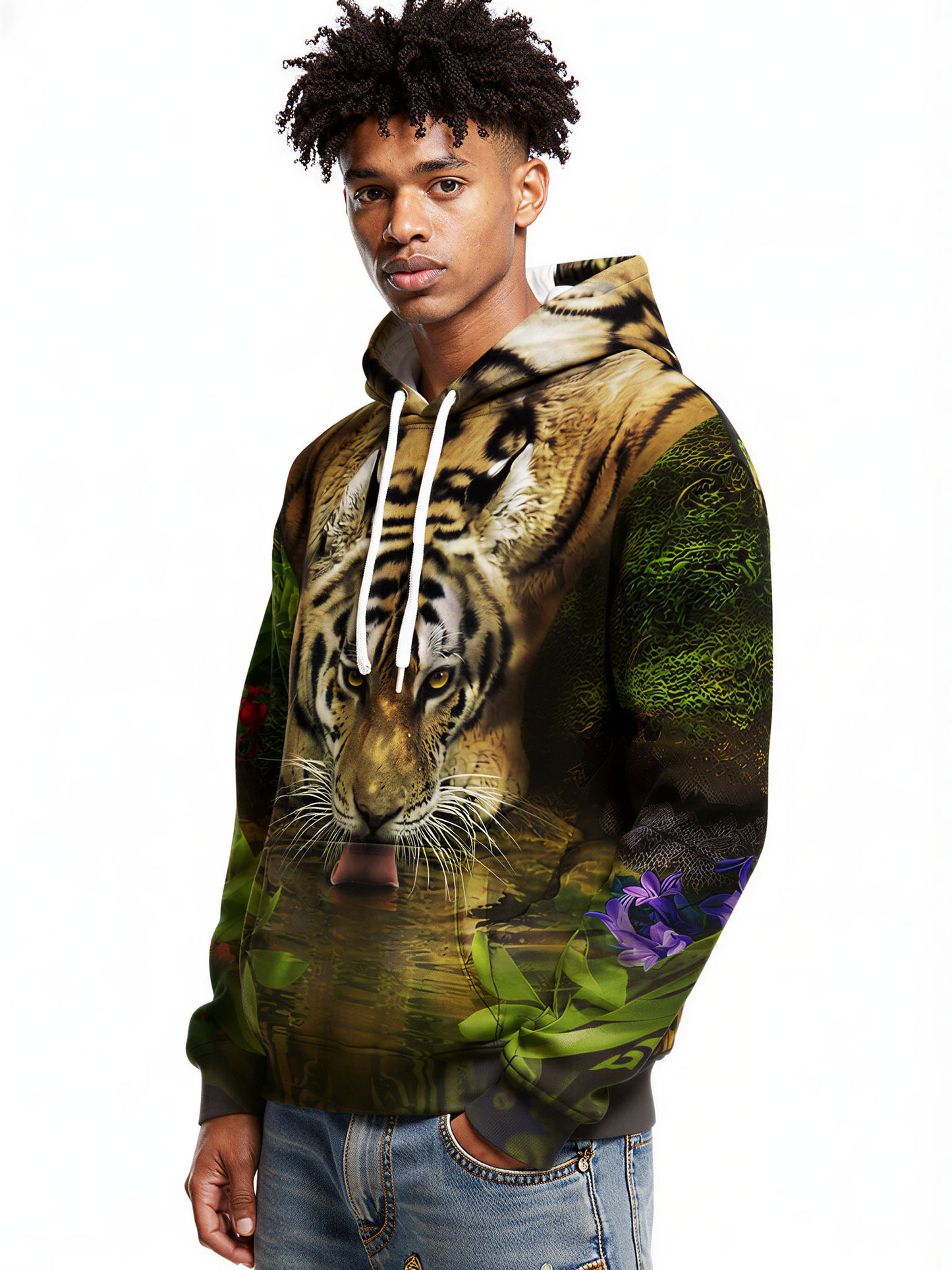 Tiger Jungle 3D All Over Print Hoodie for Men Women, Wild Animal Graphic Pullover Sweatshirt