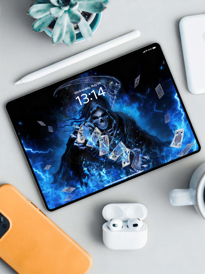 Floating Poker Cards Blue Reaper Digital Wallpaper