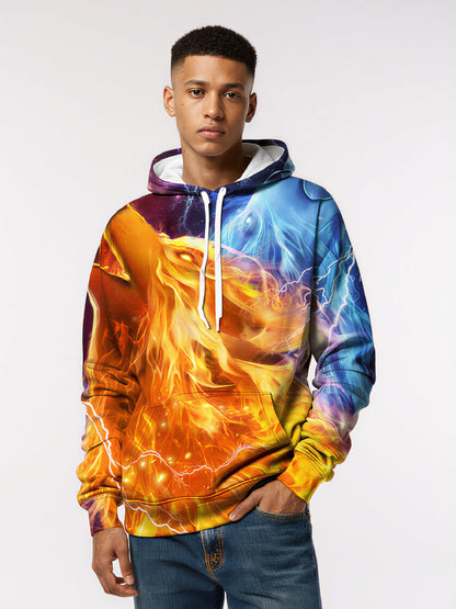 Unisex 3D All Over Print Hoodie Fire Wolf Galaxy Lightning Aesthetic Pullover