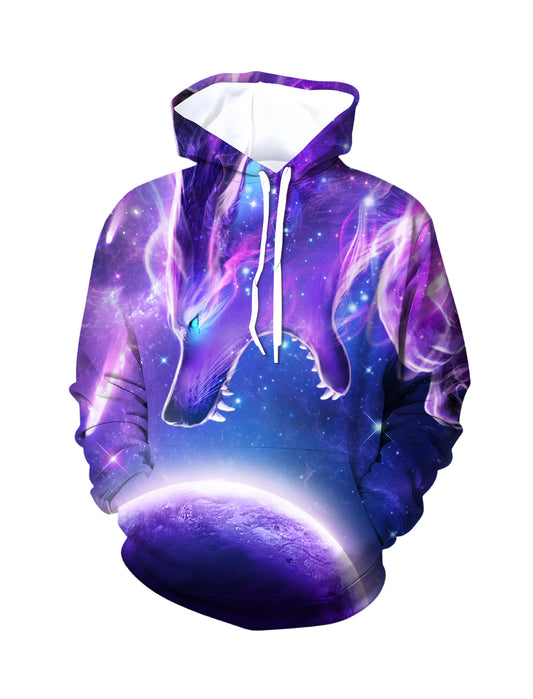 3D All Over Print Galaxy Wolf Hoodie | Unisex Cosmic Space Graphic Pullover