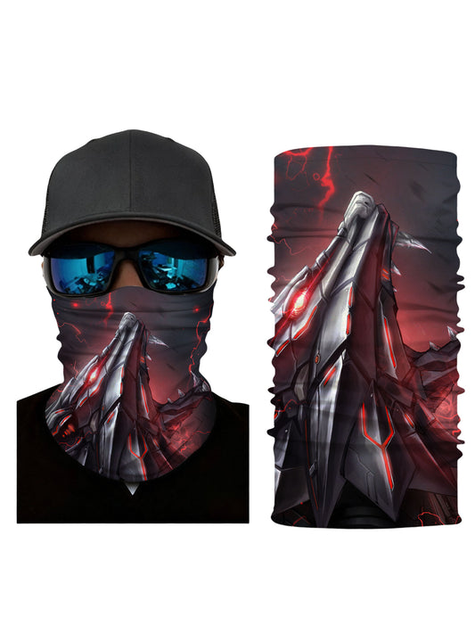 E-Girl E-Boy Cyberpunk Mecha Armor Tube Face Mask with 3D all over print, breathable fabric, soft stretchy, unisex for gaming and streetwear