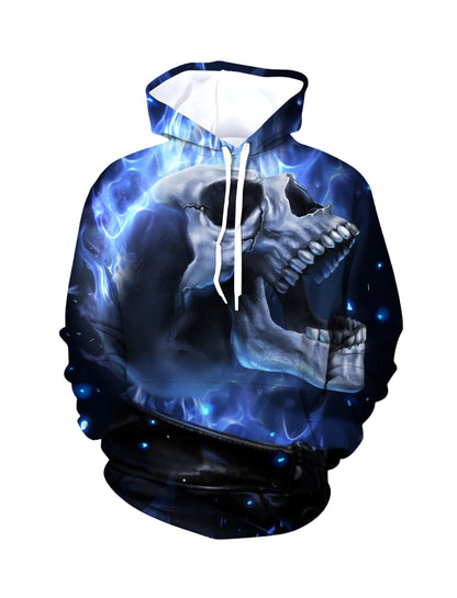 Neon Blaze Skull Graphic Hoodie – Unisex Cyber Streetwear