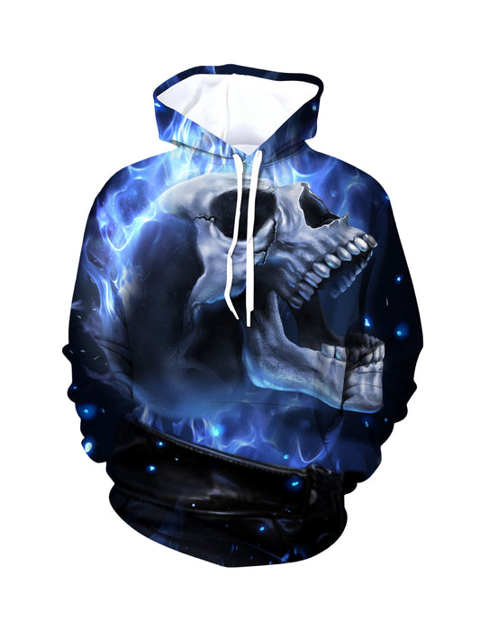Neon Blaze Skull Graphic Hoodie – Unisex Cyber Streetwear
