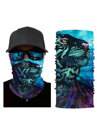 Neck Gaiter with 3D all over print cosmic tiger galaxy nebula Aesthetic unisex soft stretchy breathable fabric for outdoor wear