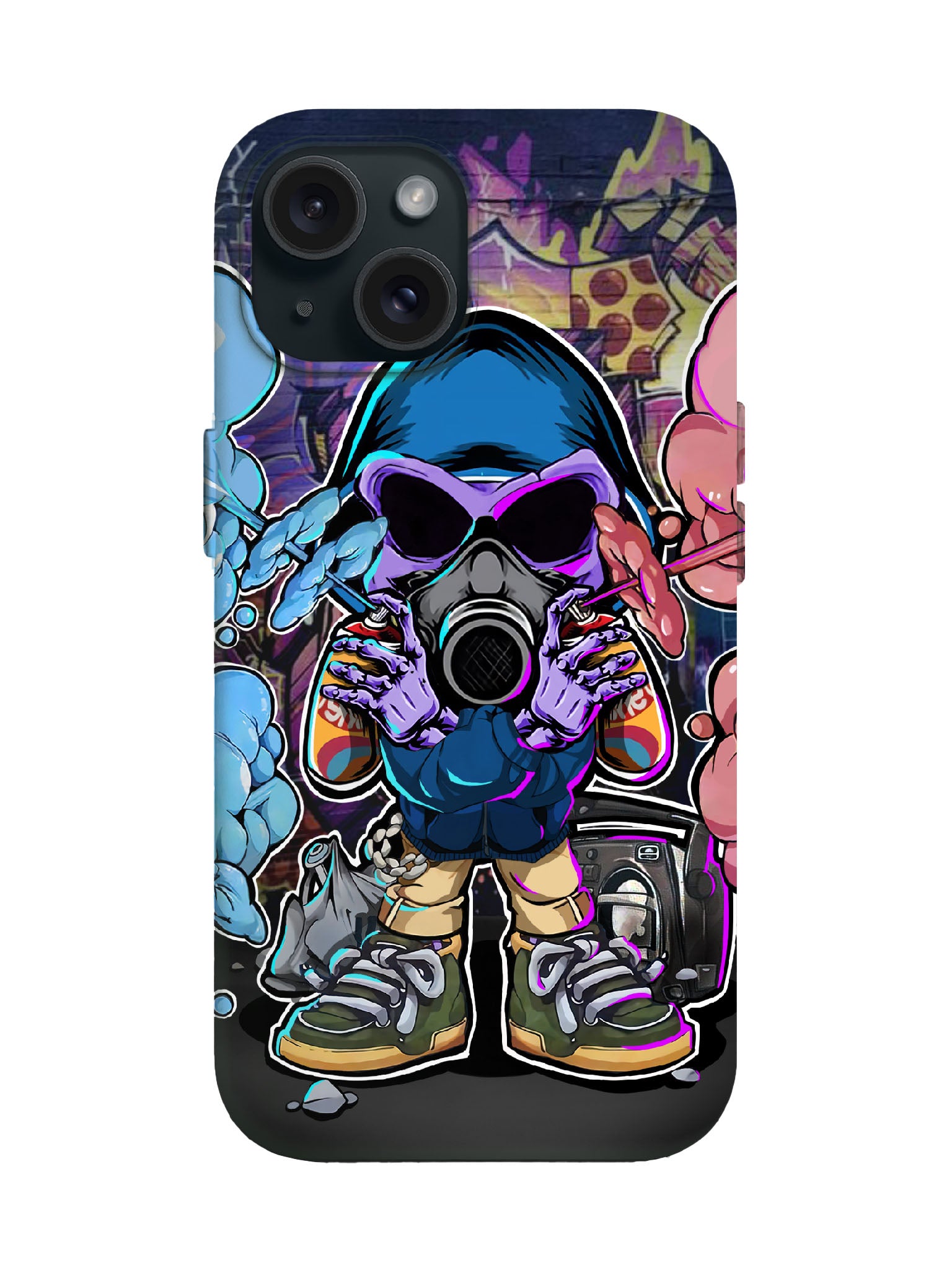 Skull Graffiti Edgy Cyberpunk Tough Phone Case
