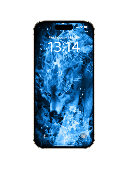 Blue Flame Wolf Charge Phone Wallpaper