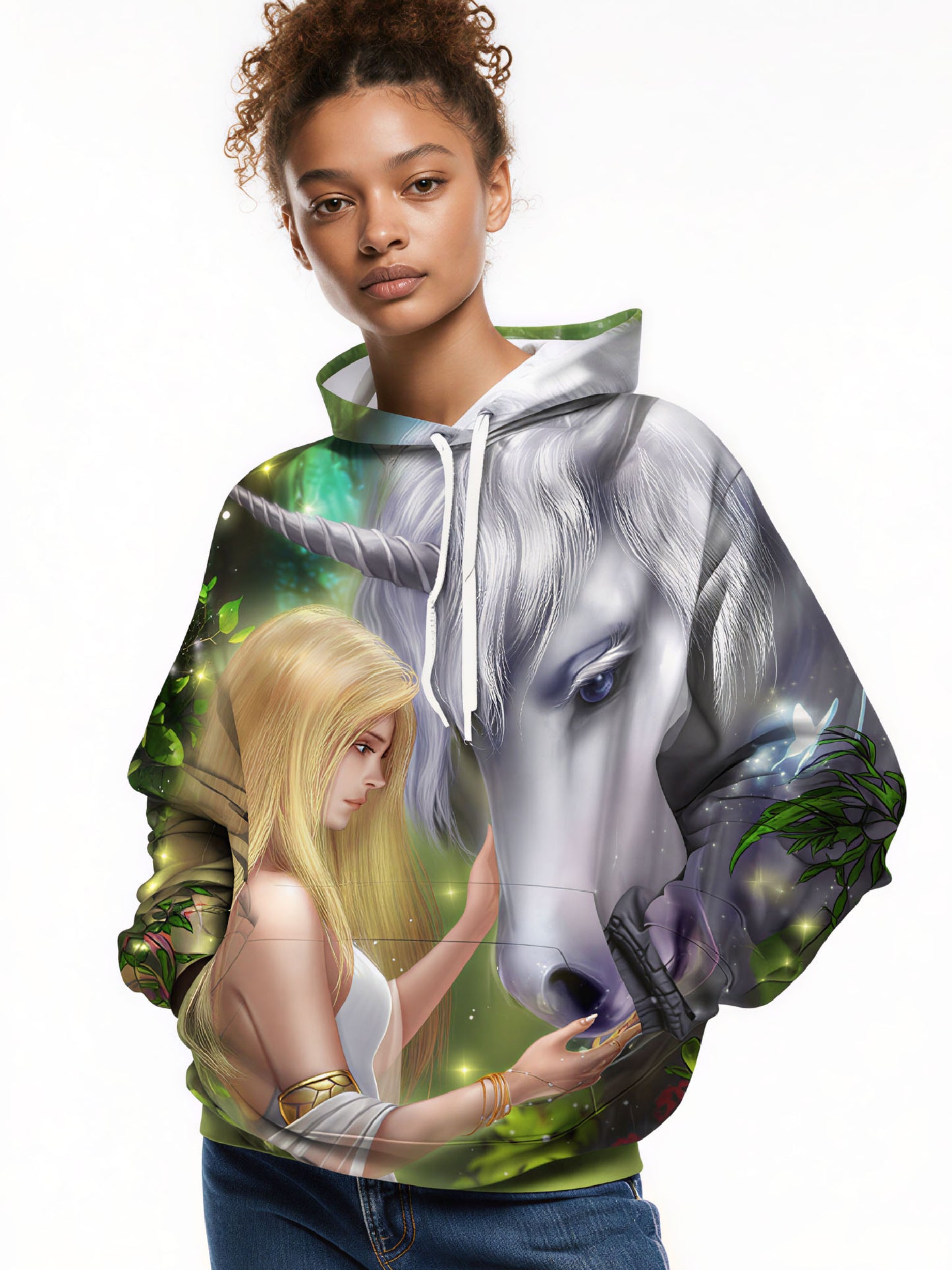 Fairy & Unicorn 3D Print Hoodie | Fantasy Forest Oversized Pullover