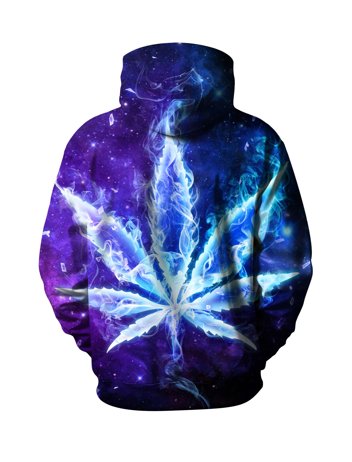 Blue Flame Galaxy Cannabis Leaf 3D Unisex Edgy Streetwear Hoodie