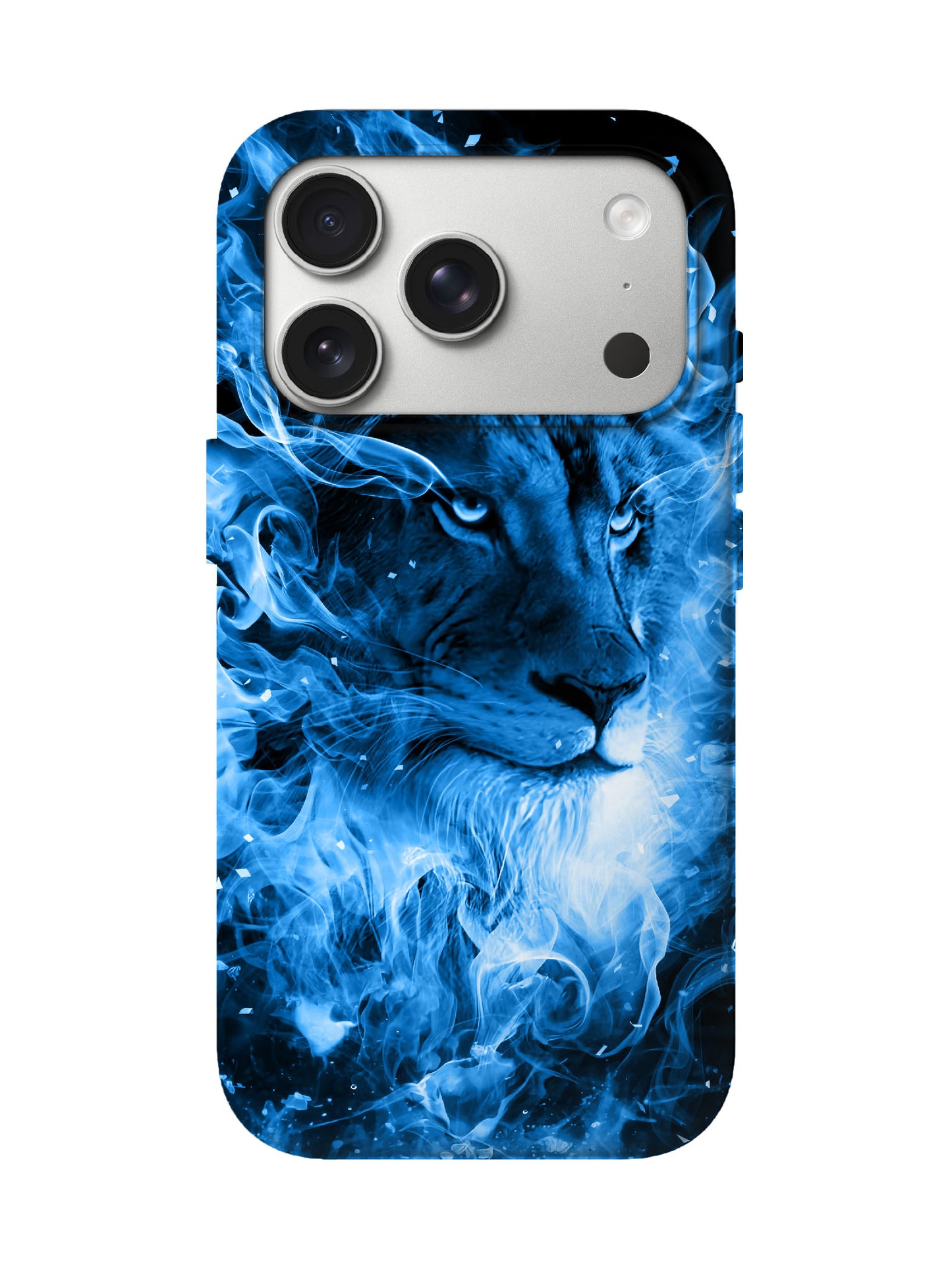 Blue Flame Lion Edgy Cyberpunk Tough Phone Case