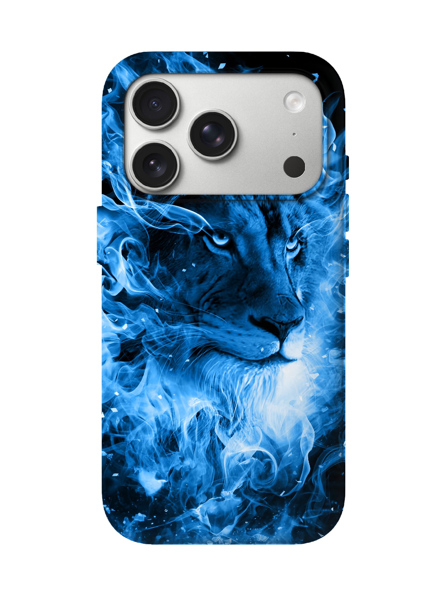 Blue Flame Lion Edgy Cyberpunk Tough Phone Case