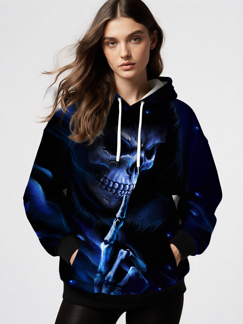 Men Women 3D All Over Print Skull Hoodie Gothic Glow-in-Dark Sweatshirt