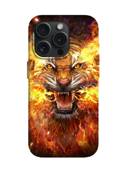 Flame Tiger Head Edgy Hardcore Tough Phone Case