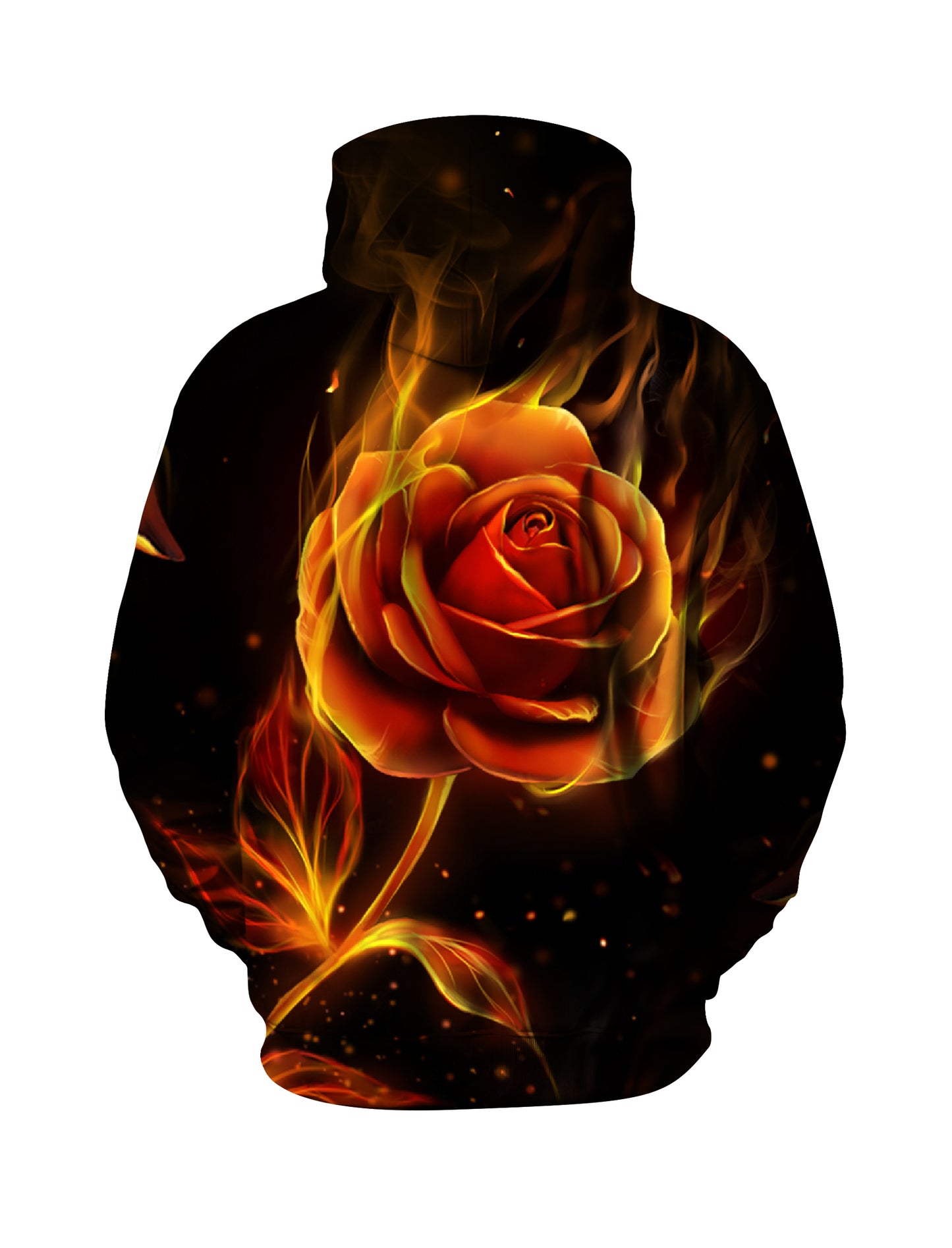 Flaming Rose 3D All Over Print Hoodie for Men Women, Fire Flower Graphic Pullover Sweatshirt